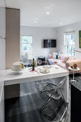 A dining island folds can be stored when not in use.