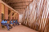 The wind screens around the perimeter of the school are made from fast-growing eucalyptus trees harvested locally.&nbsp;