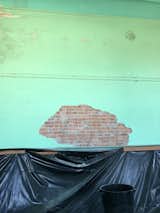 Uncovering 140 yr old perfectly preserved brick. Plaster was falling off due to old and roof replacement where many rafters needed sistered to be brought up to code.