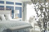Therefore, the designer disassembled blue into four different shades — The clean blue outlines the refined French retro style; 