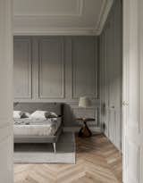 Bedroom, Light Hardwood Floor, Table Lighting, and Bed  Photo 4 of 8 in Copenhagen Apartment 001 by Marcin