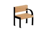 Chair 102. With curved metal armrest. 