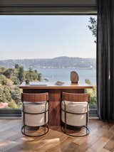 Thanks to its size, the living room could accommodate multiple new vignettes like this work area overlooking the Bosphorus Strait.