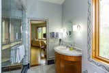 ● Waterworks -- Babette’s Border custom carrara marble mosaic tile
● Carrara marble floors and shower walls
● Kohler Sink
● Toto toilet - NEW
● Walk in shower with standard and hand-held sprayers and marble seat, towel or robe hook
● Handsgrohe sink fixture
● Custom cherry vanity and storage pull-out