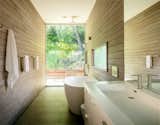 Bath, Engineered Quartz, One Piece, Soaking, Porcelain Tile, Open, Ceiling, and Freestanding Master bathroom  Bath Soaking Porcelain Tile Engineered Quartz Photos from The Leichler