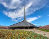 The dramatic geometry of the church’s spire and form instantly identify it as a Saarinen work.  