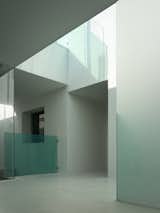 At different time of the day, the light can extend this color to different positions in the room. The use of large areas of white color on the floor and wall significantly highlights this effect