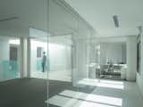 Independent office space, scattered in the space, glass walls and curtains allow for the privacy of the space 