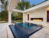 Upon entering this outdoor space, the atmosphere of a resort surrounds you and the raised spa makes for a perfect vantage point for taking it all in.  The linear fire feature is another stunning and memorable element of this space.  