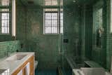 Bath Room, Drop In Sink, Engineered Quartz Counter, Drop In Tub, Enclosed Shower, Porcelain Tile Floor, and Porcelain Tile Wall  Photo 10 of 10 in W72nd Penthouse by MUTUUS STUDIO
