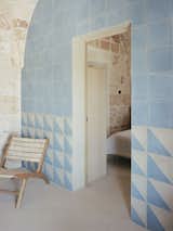 Cement tiles in shades of blue were added to help bring a more "domestic feel