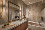 Bath Room, Stone Counter, Marble Counter, Wall Lighting, Recessed Lighting, Ceiling Lighting, Drop In Sink, Drop In Tub, and Accent Lighting  Angelica Angeli’s Saves from Spa-Like Bathrooms in Scottsdale