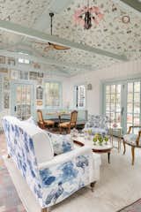 Pastel tones and playful patterns shape this cozy living area