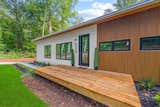 Detailed look at the Nordic fluted slats and fiber cement exterior on the FUTRHOMES QUANTUM.