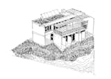 Axonometric sketch of Casa Comiteco by Marcos Franchini and Nattalia Bom Conselho. The home has been designed so that a third floor can easily be added if needed.