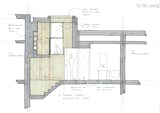 A section of Two and a Half Storey House by Bradley Van Der Straeten Architects showing how the half-height extension fits into the home.