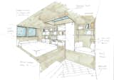 Drawing of loft bedroom at Two and a Half Storey House by Bradley Van Der Straeten Architects.