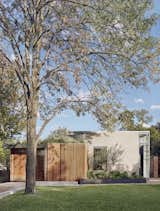 The simple composition of the new house is inspired by midcentury modern homes. Instead of demolishing the old house, the couple decided move it to a new location a few miles away. “After all, there was no reason to put twenty odd tons in a landfill, especially since it had good structural integrity,” says designer Jamie Chioco. “It could make a good first-time home for someone just as it did for me” 