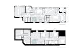 Ground floor and lower level floor plans of Walker Residence by Reflect Architecture