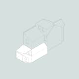 Isometric drawing of Quarter Glass House by Proctor & Shaw showing how the rear extension wraps around the existing home.