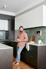 Jono Fleming in the kitchen of his apartment in Sydney, Australia
