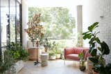 The living space opens out to a large, plant-filled terrace where the couple often eat breakfast. "My balcony is the perfect sanctuary,