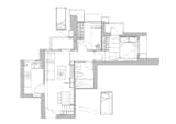 Floor plan of Floating Plateau apartment by Sim-Plex Design Studio after the renovation.  Photo 17 of 18 in A Tiny Apartment in Hong Kong Uses Adaptable Joinery to Expand the Space
