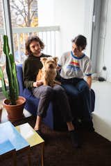 Marine Etoubleau and Thibault Pailloux with their dog, Kuzco. The couple both work as art directors and share their love of travel and photography through their website Black&amp;Wood.