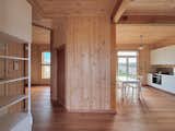 The untreated timber lining is locally sourced and left unpainted, making the house fully breathable. “There’s no paint, no tiling, no plaster,” says Lev. “The interior is just natural wood finished with Danish oil on the floor and touch surfaces.” Not only does this mean the house is breathable, but it’s an approach that Lev claims has cured his asthma.