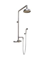 The popular exposed pipe shower systems from The WaterBridge Collection by Sonoma Forge are unmatched for beauty and enduring functionality. These distinctive fixtures, in your choice of Rustic Nickel, Rustic Copper, Satin Nickel or Oil-Rubbed bronze, have been inspiring  stylish and creative installation ideas for years.
 
Let this be the centerpiece of your custom-designed, stunning bathroom, coordinated with matching WaterBridge faucets and accessories.

Available in Cal Green compliant models.
Forged in America.

interior design, bath decor, home decor, luxury