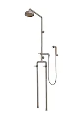 The popular exposed pipe shower systems from The WaterBridge Collection by Sonoma Forge are unmatched for beauty and enduring functionality. These distinctive fixtures, in your choice of Rustic Nickel, Rustic Copper, Satin Nickel or Oil-Rubbed bronze, have been inspiring  stylish and creative installation ideas for years.
 
Let this be the centerpiece of your custom-designed, stunning bathroom, coordinated with matching WaterBridge faucets and accessories.

Available in Cal Green compliant models.
Forged in America.

interior design, bath decor, home decor, luxury