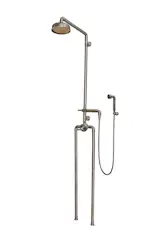 The popular exposed pipe shower systems from The WaterBridge Collection by Sonoma Forge are unmatched for beauty and enduring functionality. These distinctive fixtures, in your choice of Rustic Nickel, Rustic Copper, Satin Nickel or Oil-Rubbed bronze, have been inspiring  stylish and creative installation ideas for years.
 
Let this be the centerpiece of your custom-designed, stunning bathroom, coordinated with matching WaterBridge faucets and accessories.

Available in Cal Green compliant models.
Forged in America.

interior design, bath decor, home decor, luxury