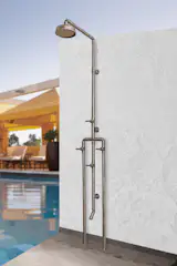 The popular exposed pipe shower systems from The WaterBridge Collection by Sonoma Forge are unmatched for beauty and enduring functionality. These distinctive fixtures, in your choice of Rustic Nickel, Rustic Copper, Satin Nickel or Oil-Rubbed bronze, have been inspiring  stylish and creative installation ideas for years.
 
Let this be the centerpiece of your custom-designed, stunning bathroom, coordinated with matching WaterBridge faucets and accessories.

Available in Cal Green compliant models.
Forged in America.

interior design, bath decor, home decor, luxury