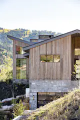 Reclaimed wood and stone adorn this mountain contemporary home. 