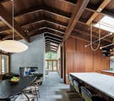 Kitchen, Stone Slab Backsplashe, Marble Counter, Pendant Lighting, Refrigerator, Ceiling Lighting, and Wood Cabinet Clairmont Kitchen and Dining  Photo 17 of 37 in The Clairmont Project by Paul + Jo Studio by Traci Richardson