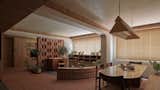 The architecture team demolished the walls of two bedrooms to create a more spacious dining area and open study space; this also brings more light from the perimeter windows into the apartment. 