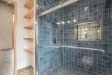 Master Bath - Fully-Tiled Shower, Custom Curly Maple Shelves