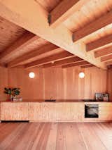 "ADU has a more rustic atmosphere," Taalman says, gesturing to Doug's wide-plank fir floors and marine plywood cabinets and wainscoting. "Overall, the intention was to keep the interior less precious and highly functional."