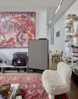 The rest of the garden level has a "listening lounge