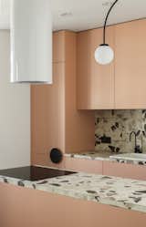 Kitchen, Tile Counter, Wall Lighting, Colorful Cabinet, and Ceramic Tile Backsplashe Kitchen set  Photo 1 of 23 in Apartment, 62 sq. meters in St. Petersburg by Antwe Design