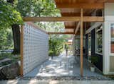 Semi-private outdoor spaces featuring custom breezeblock walls