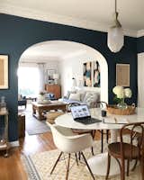 Interior designer Ginny Macdonald's dining room can be easily converted into a cozy office when she's working from home. 