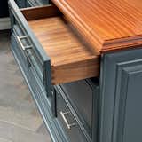 Canyon Creek Cabinets - Walnut Furniture Finish Drawer Box and Grothouse Sapele Wood Counter Top @canyoncreekcabinets @grothousewoodcountertops