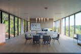 Cantilevered dining area + living room 