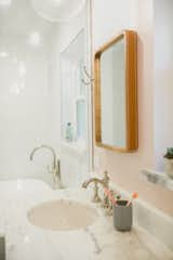 Bath Room, One Piece Toilet, Quartzite Counter, Open Shower, Concrete Floor, Ceiling Lighting, Freestanding Tub, Pendant Lighting, Subway Tile Wall, and Drop In Sink Master Bath // Wet Room  Photo 4 of 8 in Katie's Bathroom by Lambert Home