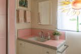 Vintage Pink and Gray Tile Bathroom