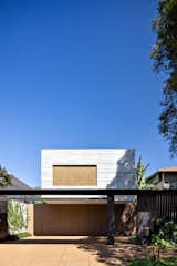 Front Façade with opened garage door.