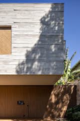 Slatted white concrete.