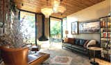 Step Down living room where the Suspended Fireplace takes center stage