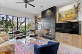 Adjustable LED lighting highlights the original art and collections.